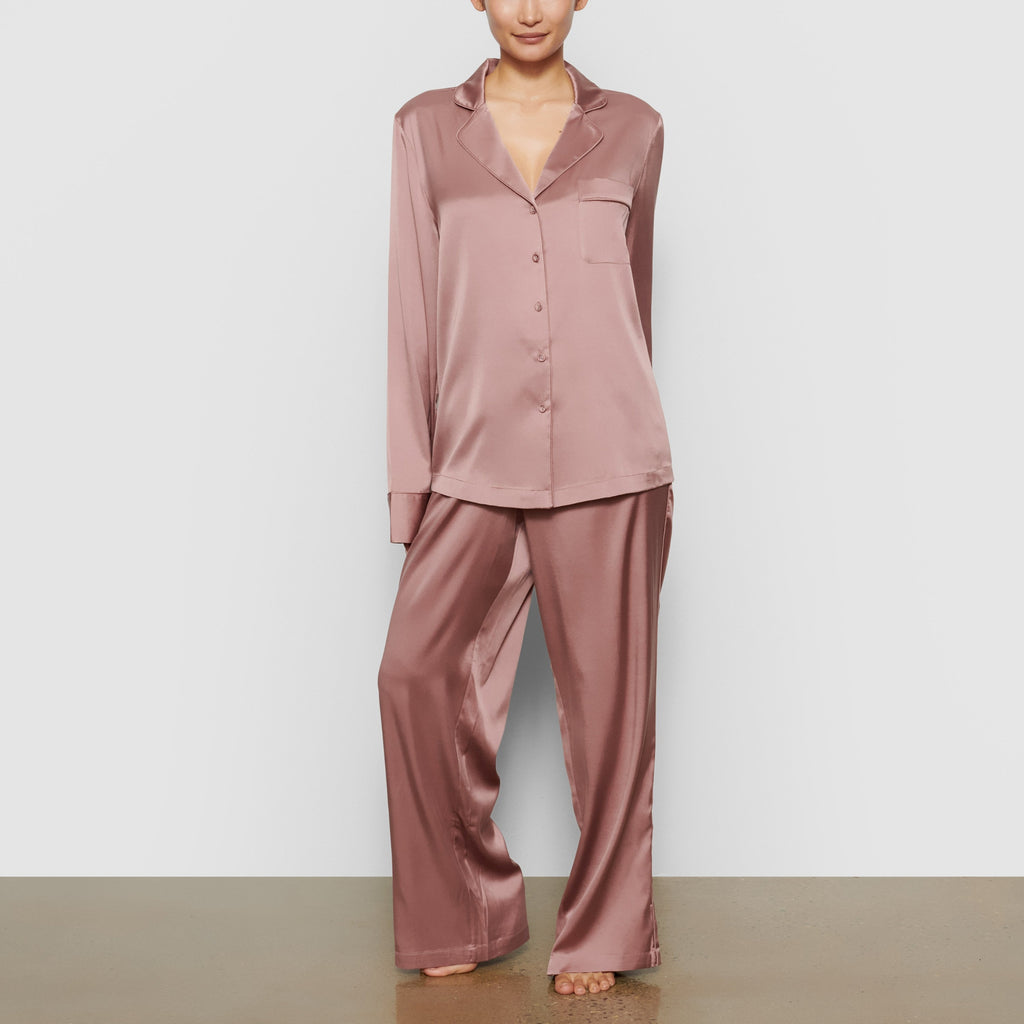 Silk Button Up Shirt - Rose | Silk Pajamas for Women | SKIMS