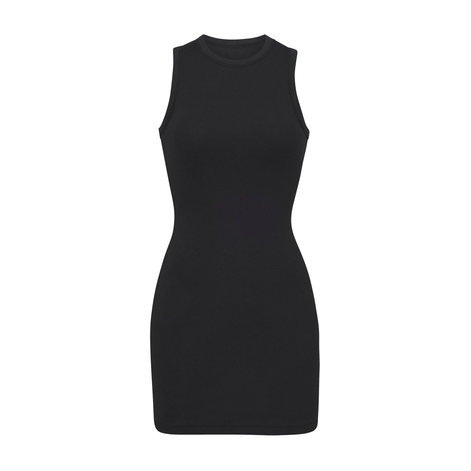 SKIMS Ribbed Stretch-cotton Jersey Mini Dress - Light Heather Grey