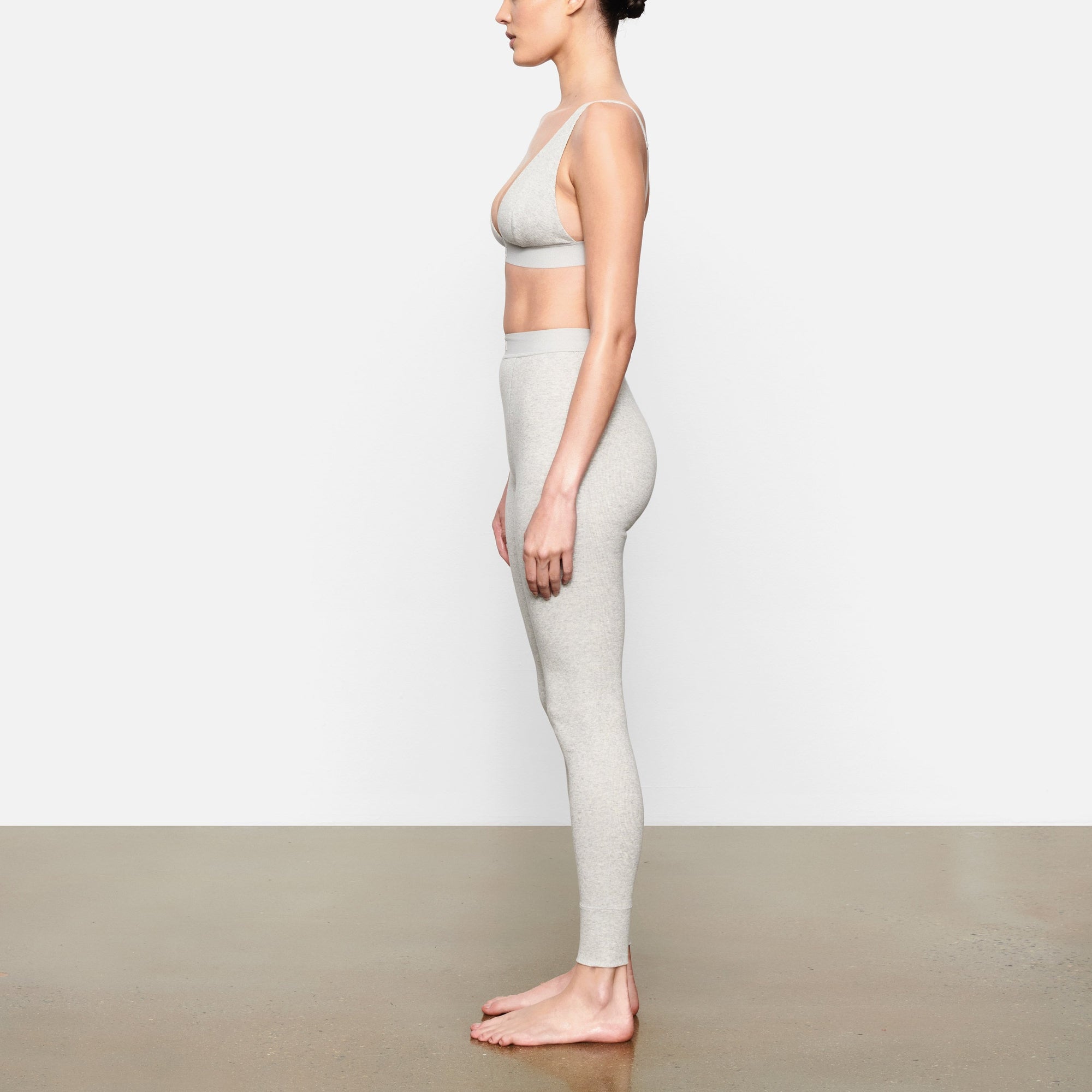 COTTON RIB LEGGING  LIGHT HEATHER GREY