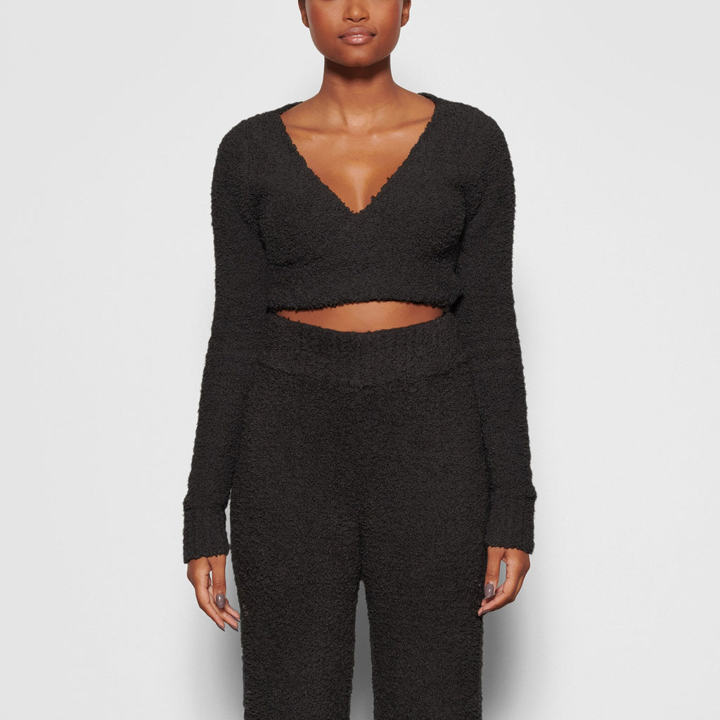 Cozy Knit Wrap Top Onyx SKIMS