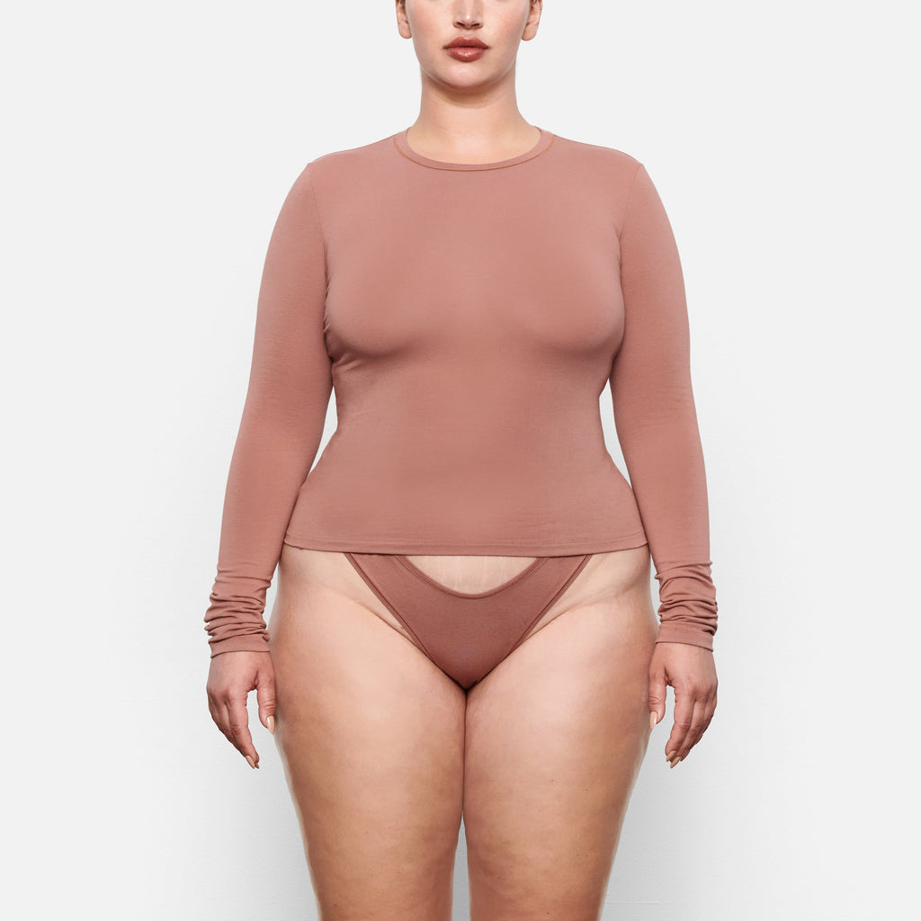 Cotton Jersey Long Sleeve TShirt Rose Clay SKIMS