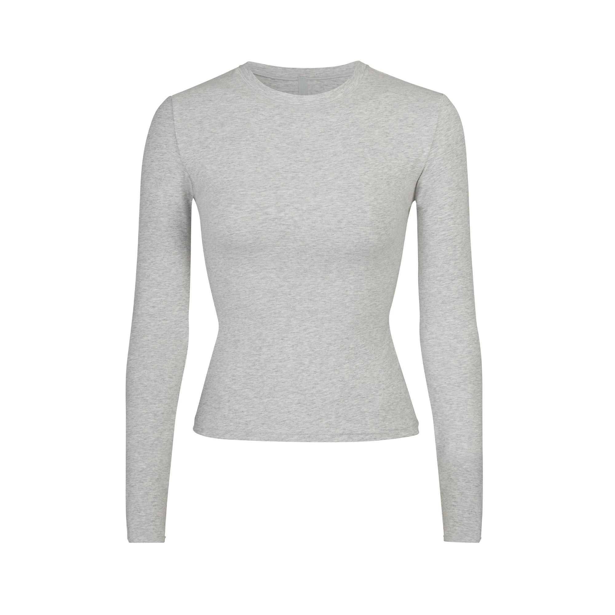 Cropped Long-sleeve Tee In Ribbed Cotton Jersey