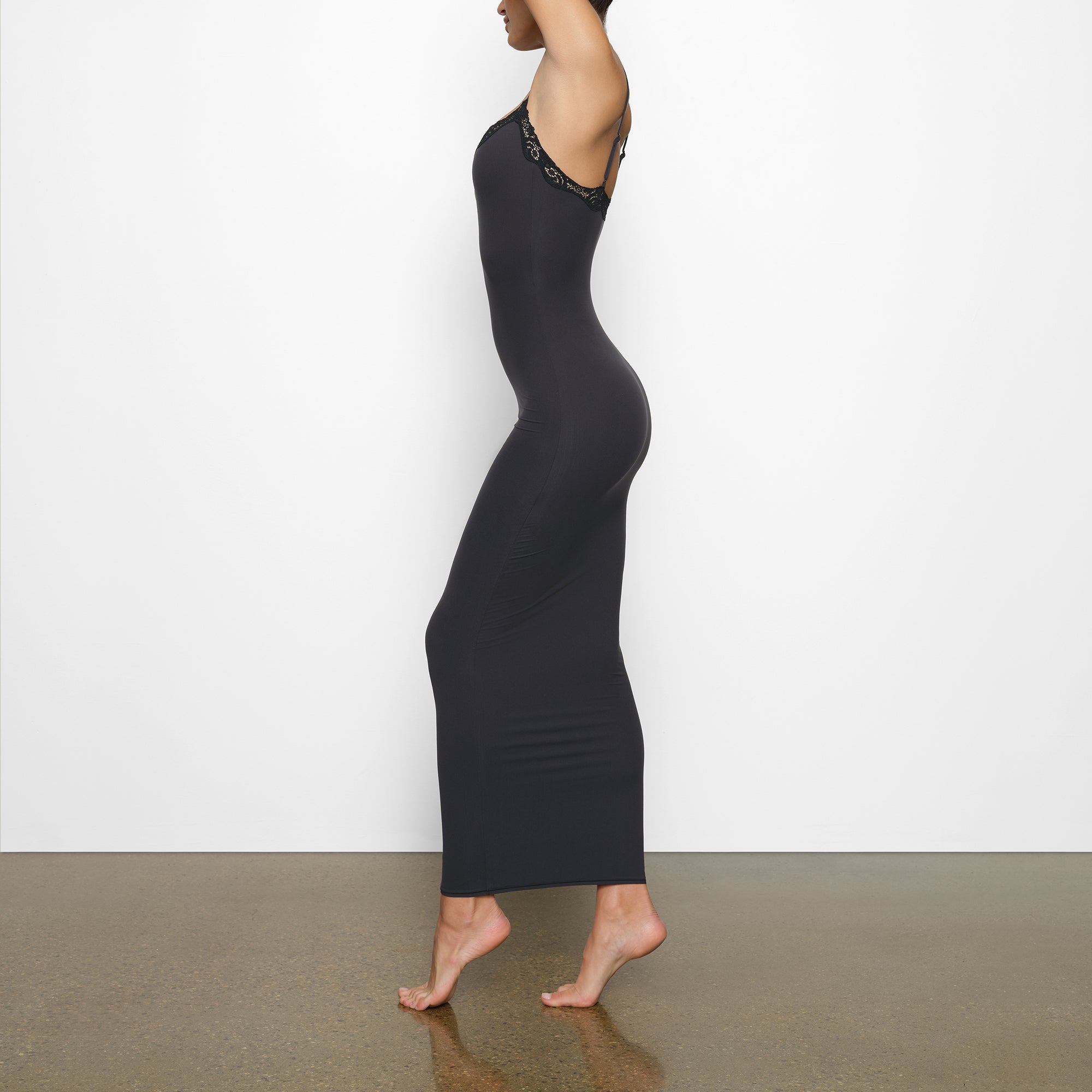 FITS EVERYBODY WRAP LONG SLIP DRESS | ONYX