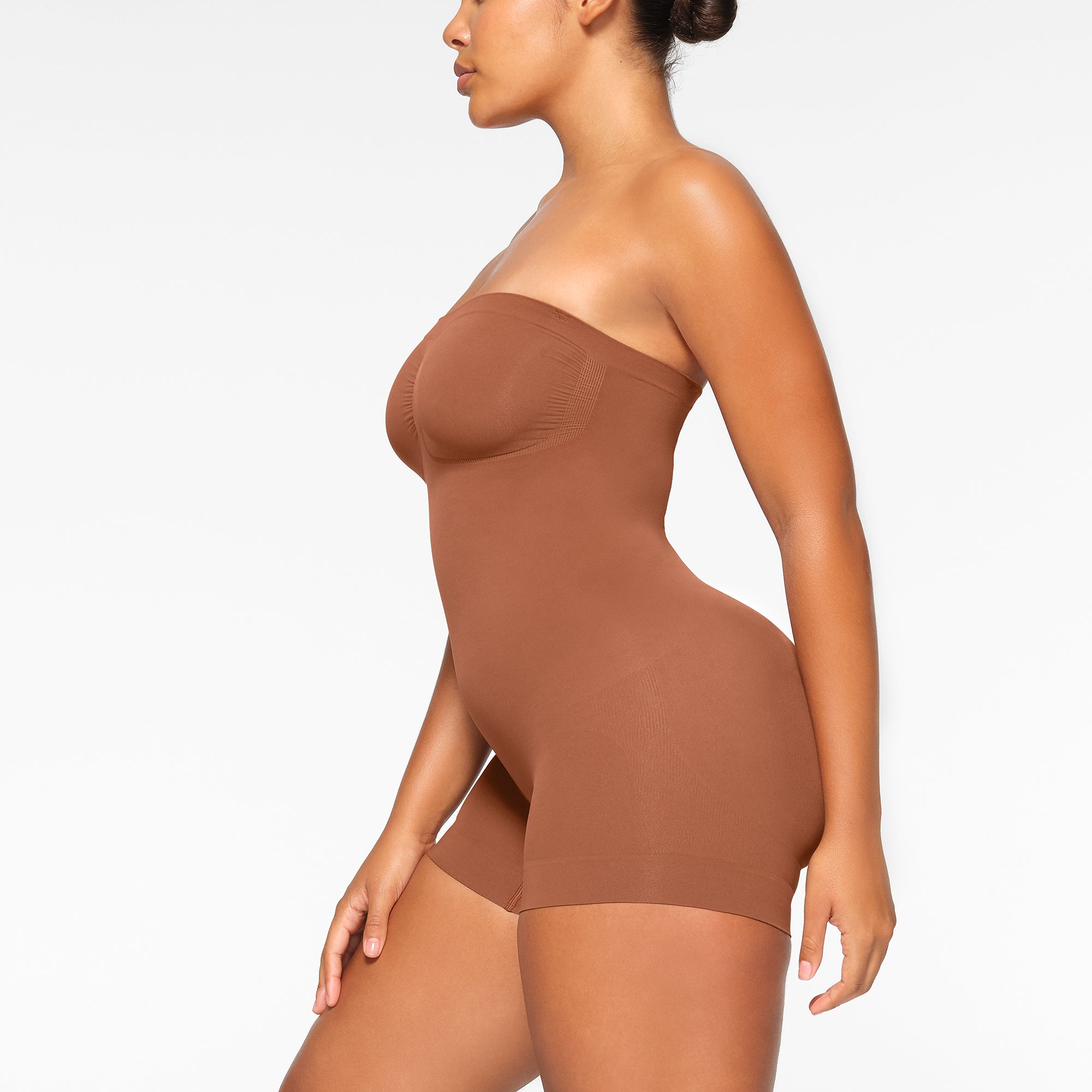 Buy SKIMS Brown Seamless Sculpt Strapless Thong Bodysuit for Women in  Kuwait