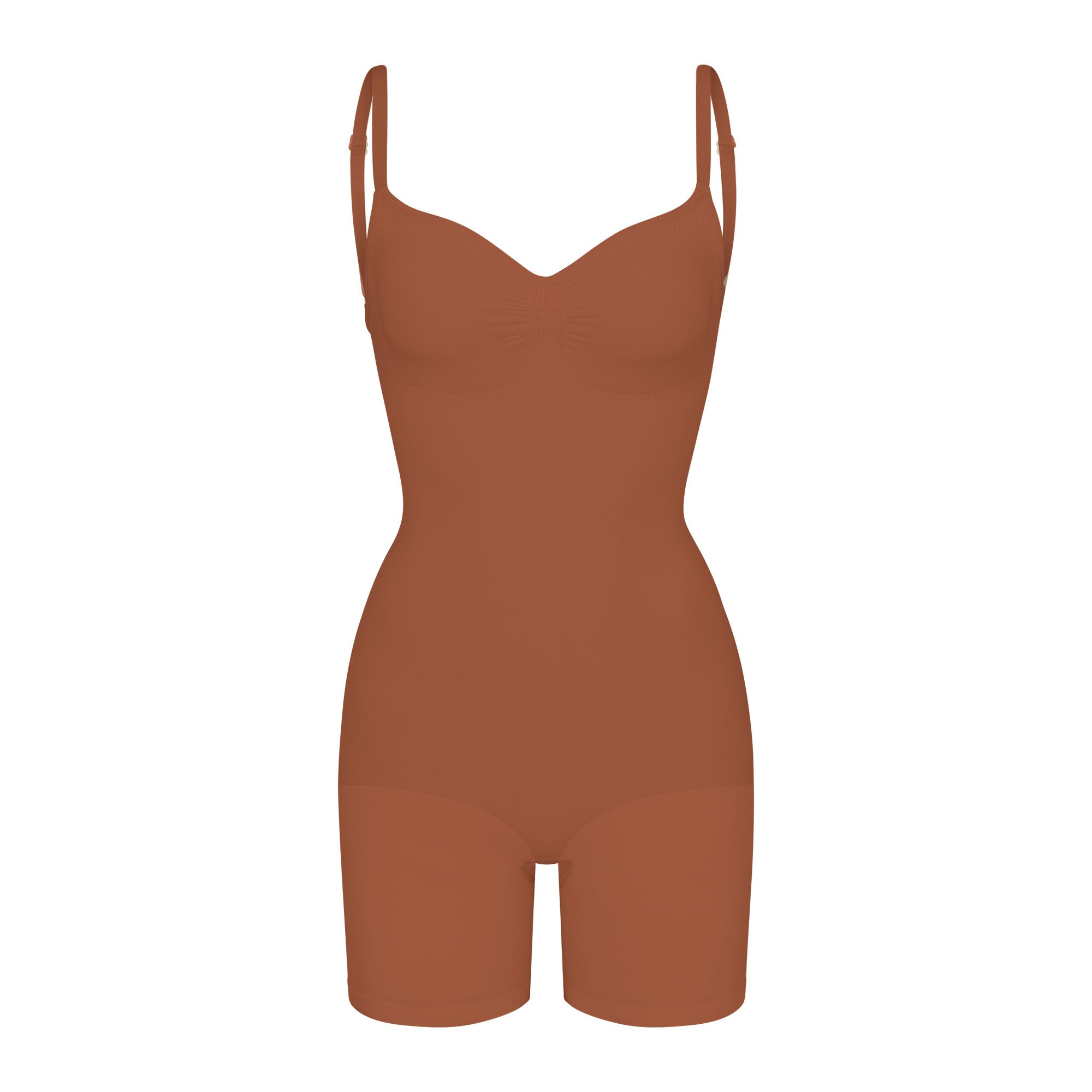 SKIMS, Seamless Sculpt Mid-Thigh Bodysuit, LIGHT BROWN, Women