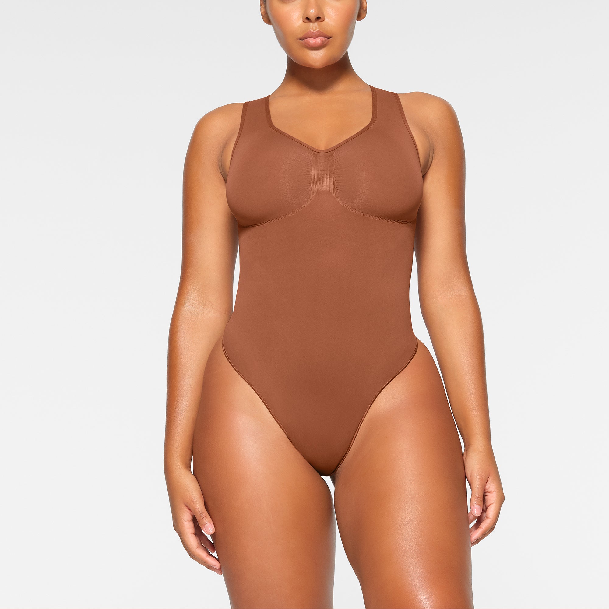 SKIMS, SKIMS Body Underwire Thong Bodysuit, BROWN, Women