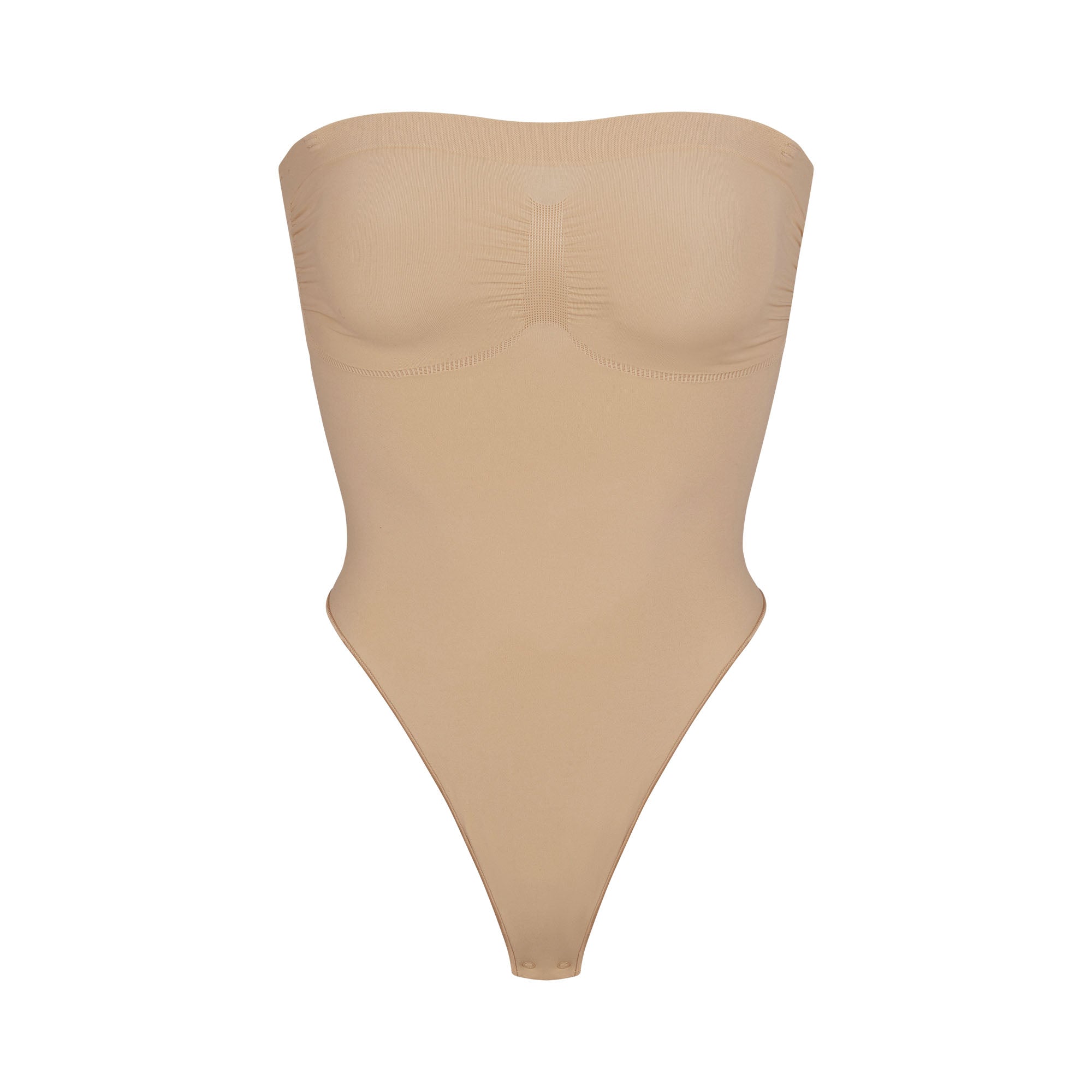 SEAMLESS SCULPT STRAPLESS THONG BODYSUIT | CLAY