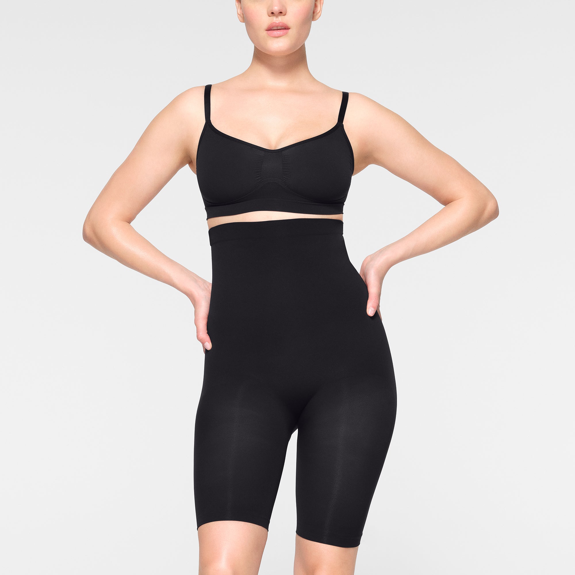 SEAMLESS SCULPT HIGH-WAISTED ABOVE THE KNEE SHORT | BRONZE