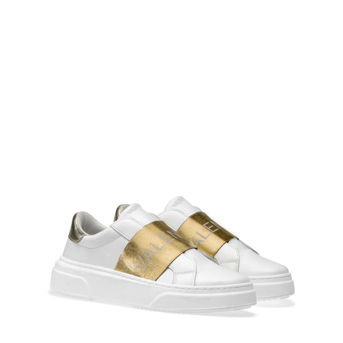 Plicht Staat Gespecificeerd Valentino Sneakers Slip-On for Women in White Leather and Gold Detail – Valentino  Shoes