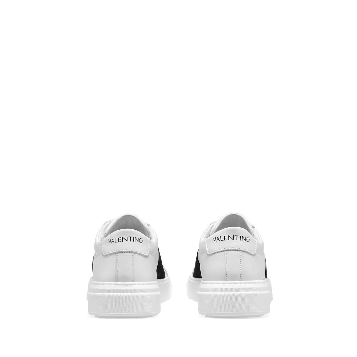 Valentino Men's Sneakers in White Leather and Black Elastic Band 