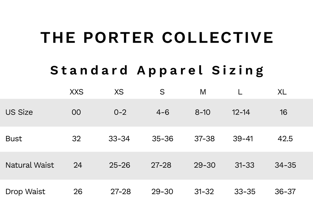 Size Chart - The Porter Collective
