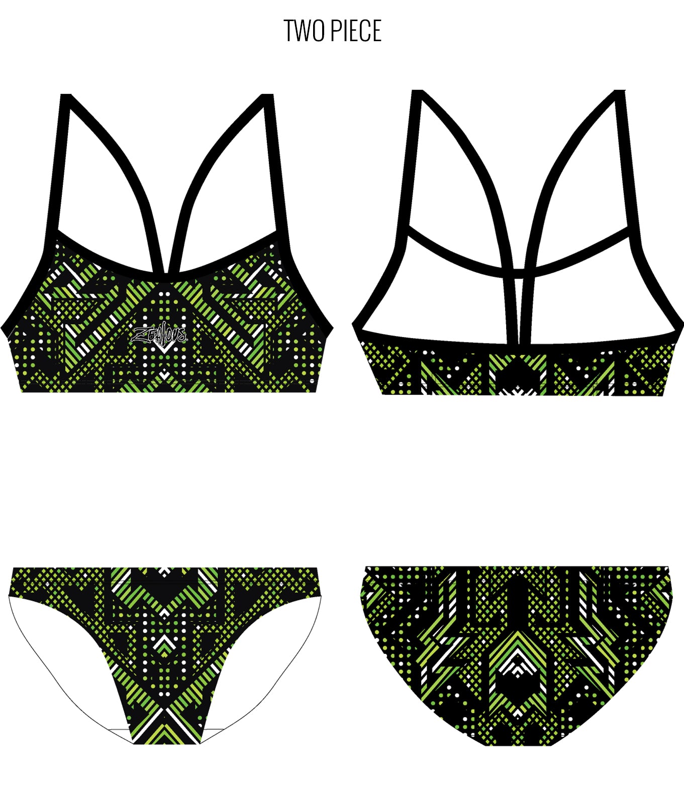 AZTEC {GREEN) - FEMALE Personalised Swimwear - Shop Zealous Training Swimwear