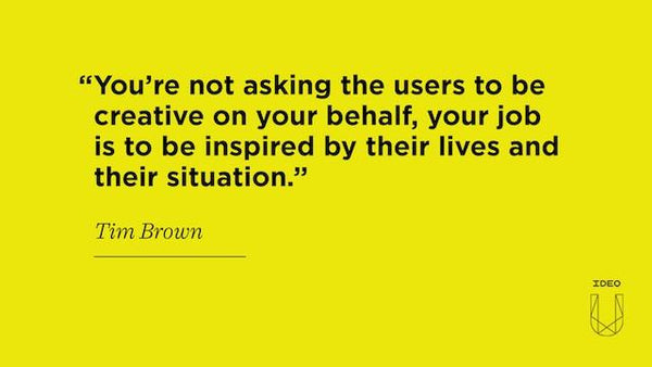 You're not asking the users to be creative on your behalf, your job is to be inspired by their lives and their situation