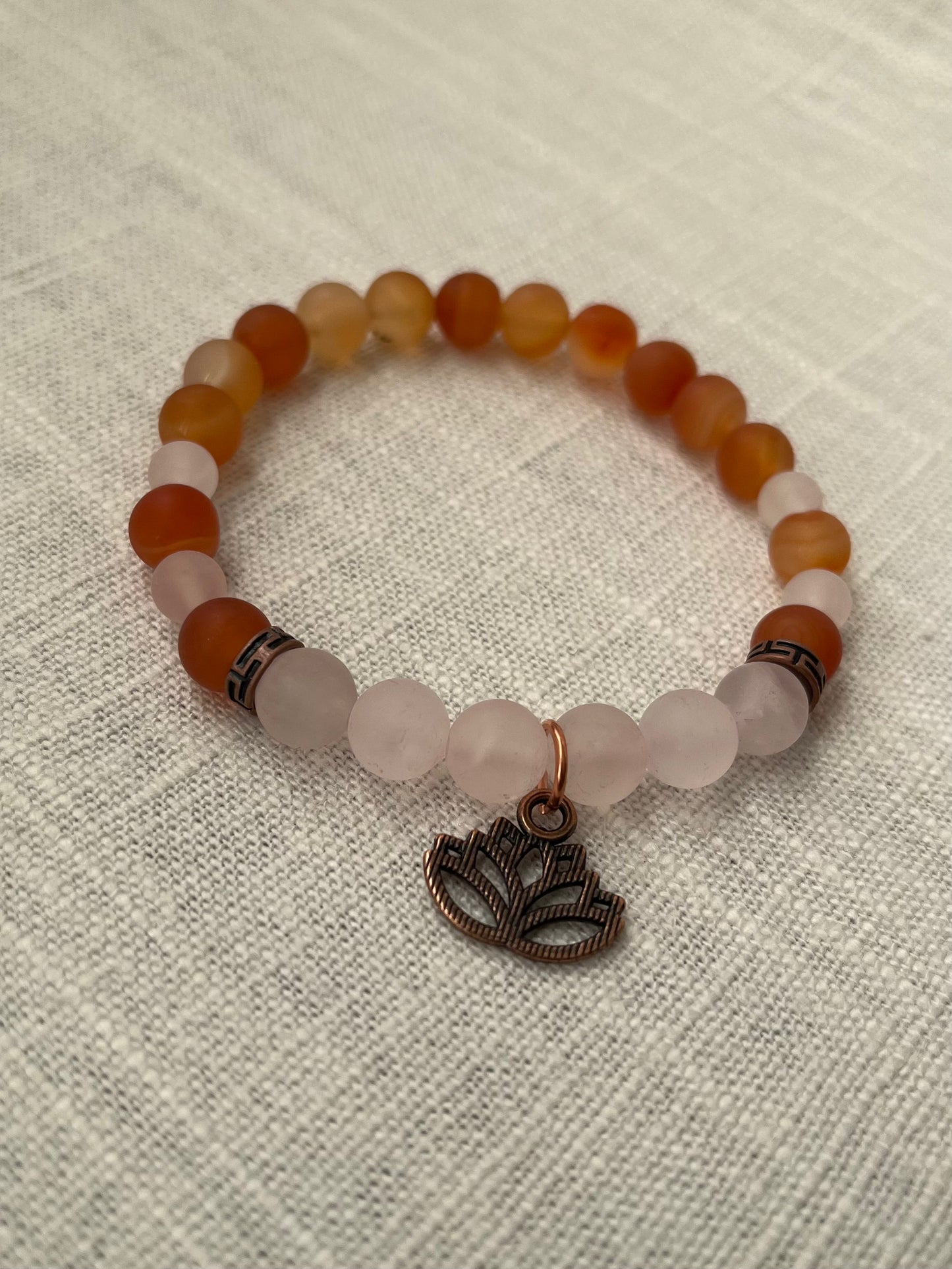 Large Carnelian with Rose Quartz Bracelet