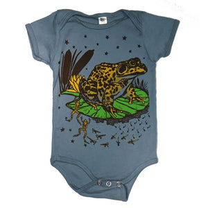Baby boy organic cotton one with frog screen print