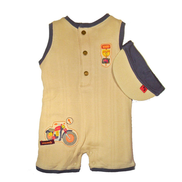 Baby Boys' Motorcycle Romper and Visor Set by Minibasix