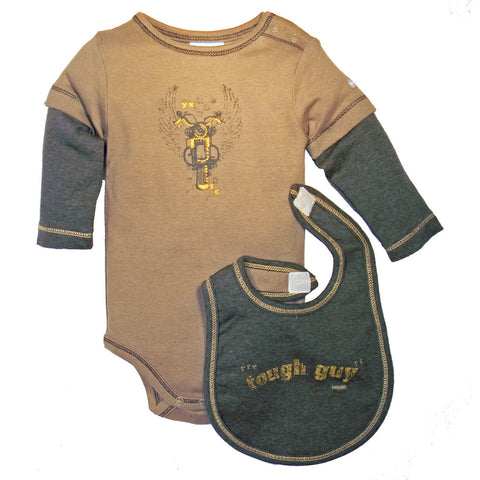 Boys' Tough Guy One Piece and Bib Set by Dressed to Drool