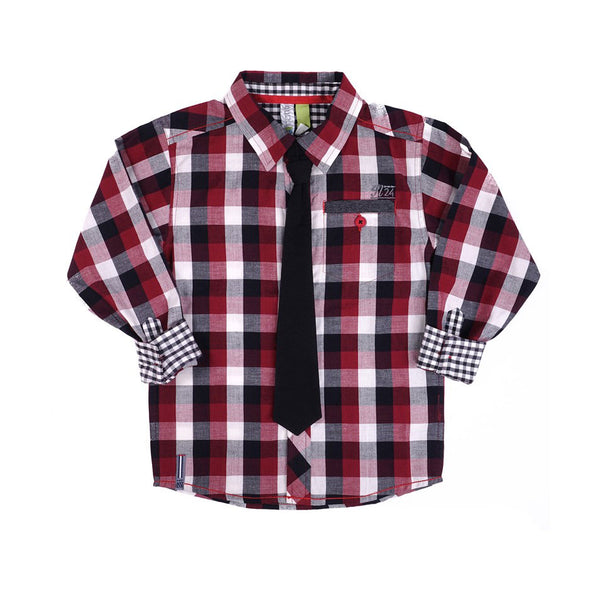 Boys Plaid Shirt with Tie by Noruk