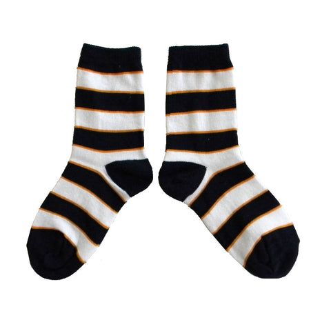 Boys Navy and Orange Striped Crew Socks by Jefferies Socks