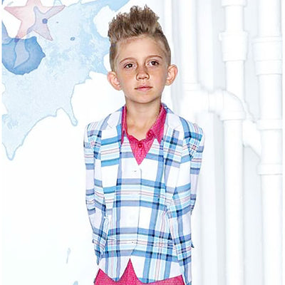 Boys' Twill Plaid Vest by La Miniatura