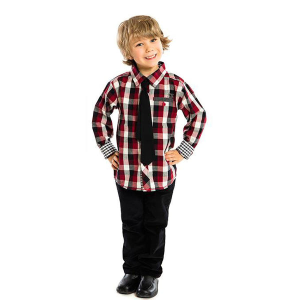 Boys Plaid Shirt with Tie by Noruk