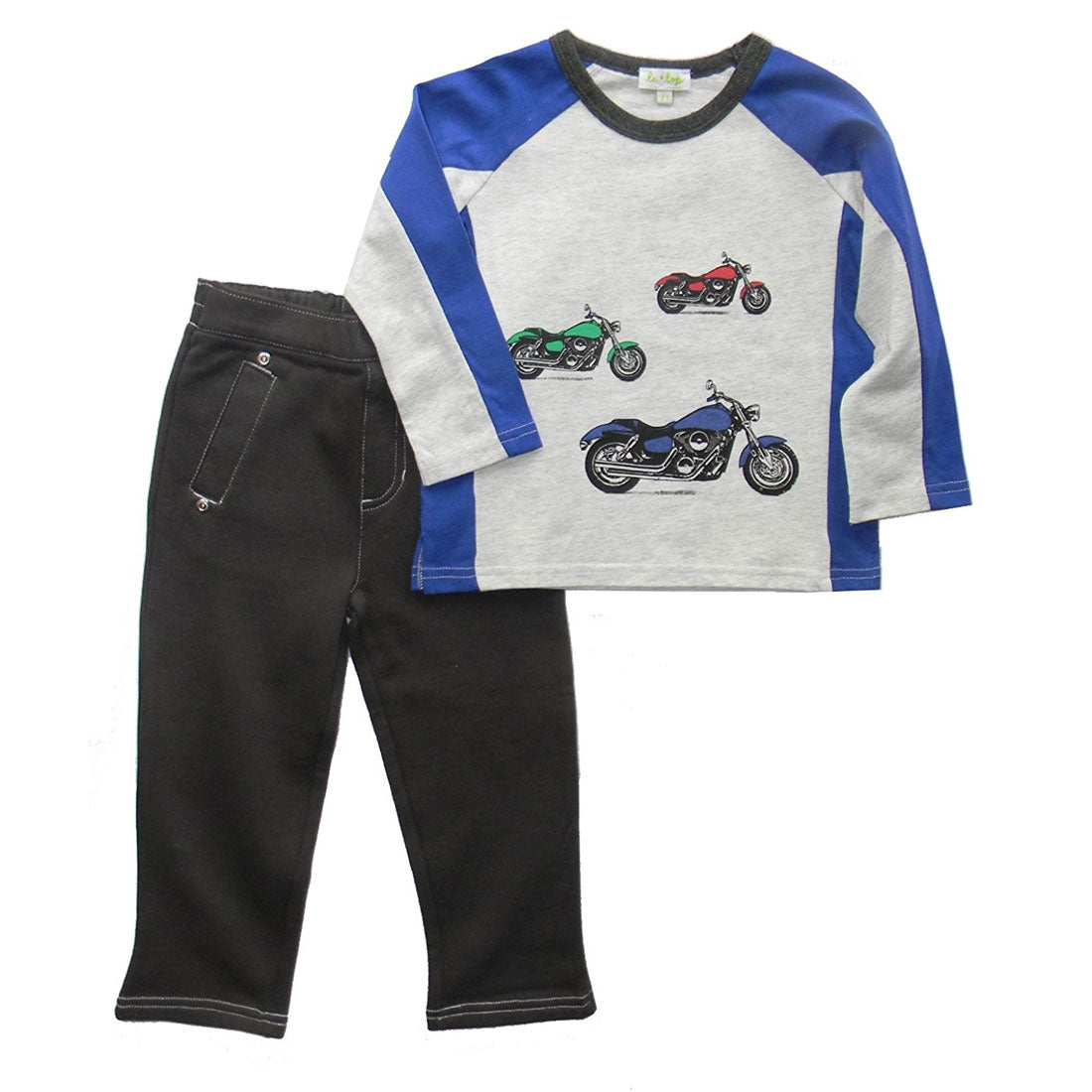 Boy's Motorcycle Trio Shirt and Pant Set by le top