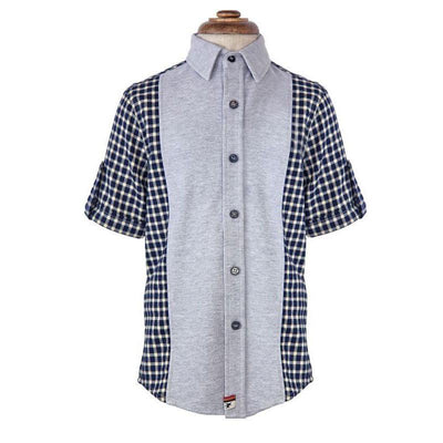 Boys' Mixed Media Button up Shirt by La Miniatura - The Boy's Store