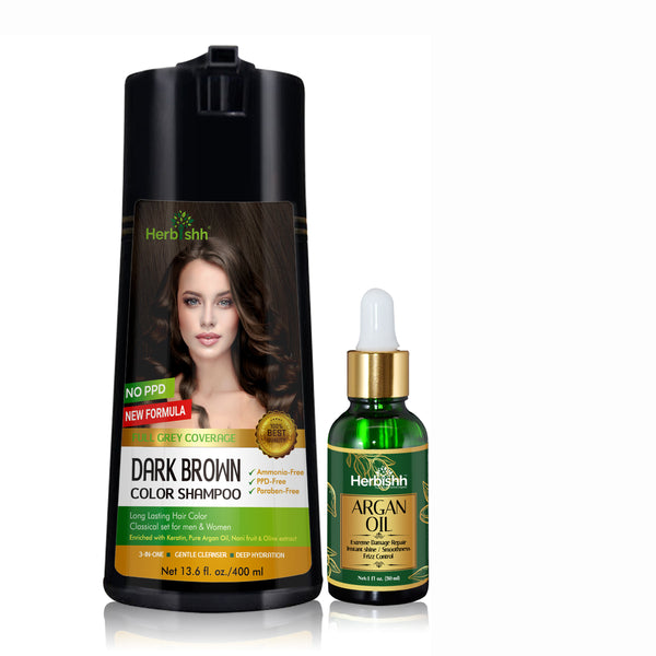 Herbishh PPD Free Natural Hair Dye Color Shampoo + Hair Treatment Arga