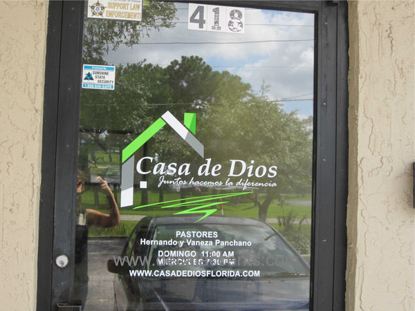 Casa de Dios Signage - Store front decal, yard signs, aluminum sign.