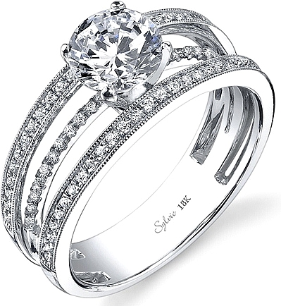 triple band ring with diamonds