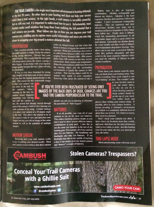 Trail Camera Tips and Tricks Article in IowaSportsman Magazine