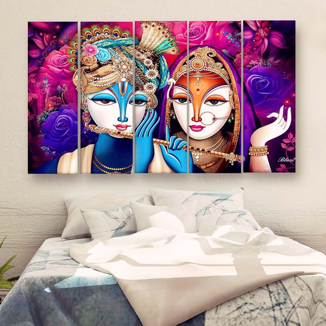 Casperme Radha Krishna Multiple Frames Wall Painting For Living Room,