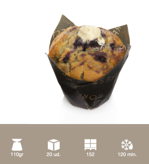 Muffin de Queso con Arandanos  BERLYS - Caja de 20 unidades de 110 grs x unidad