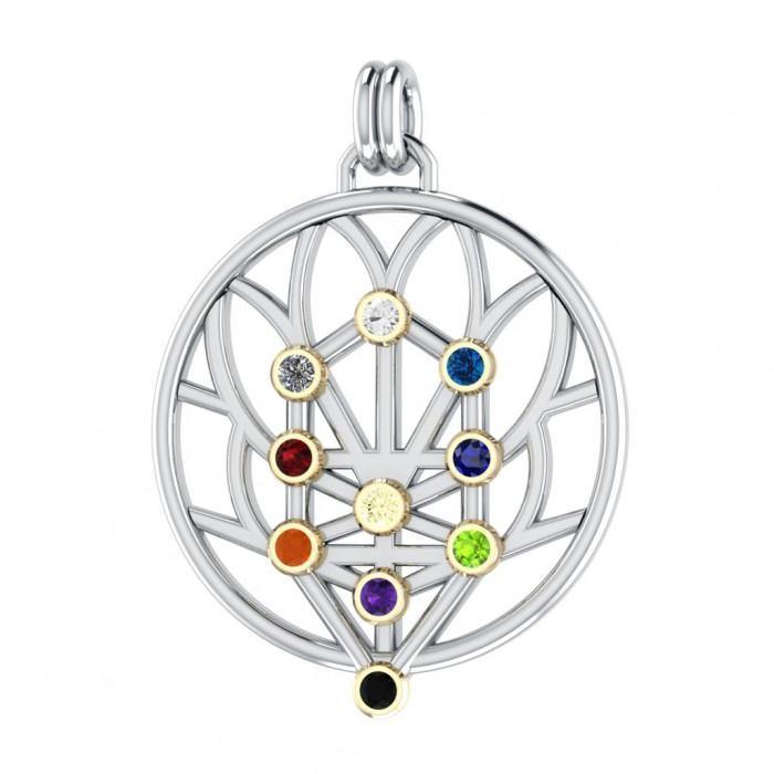 Life Force Mixed Gemstone Sterling Silver Chakra Pendant by Peter Stone Jewelry