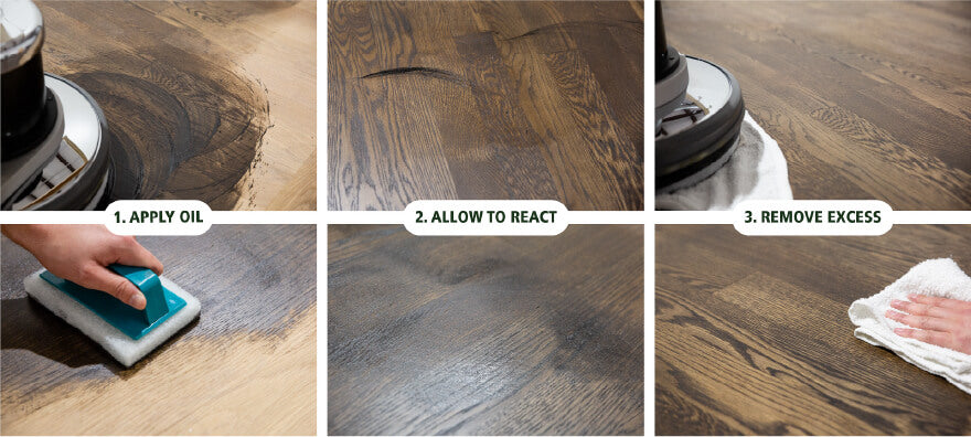 Hardwax oil finish steps for flooring and furniture