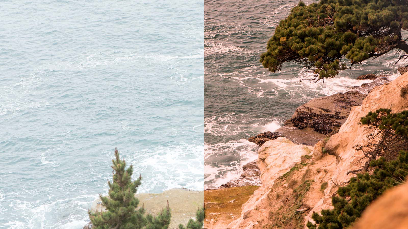 View of the water seen with and without the Ice Blue lens