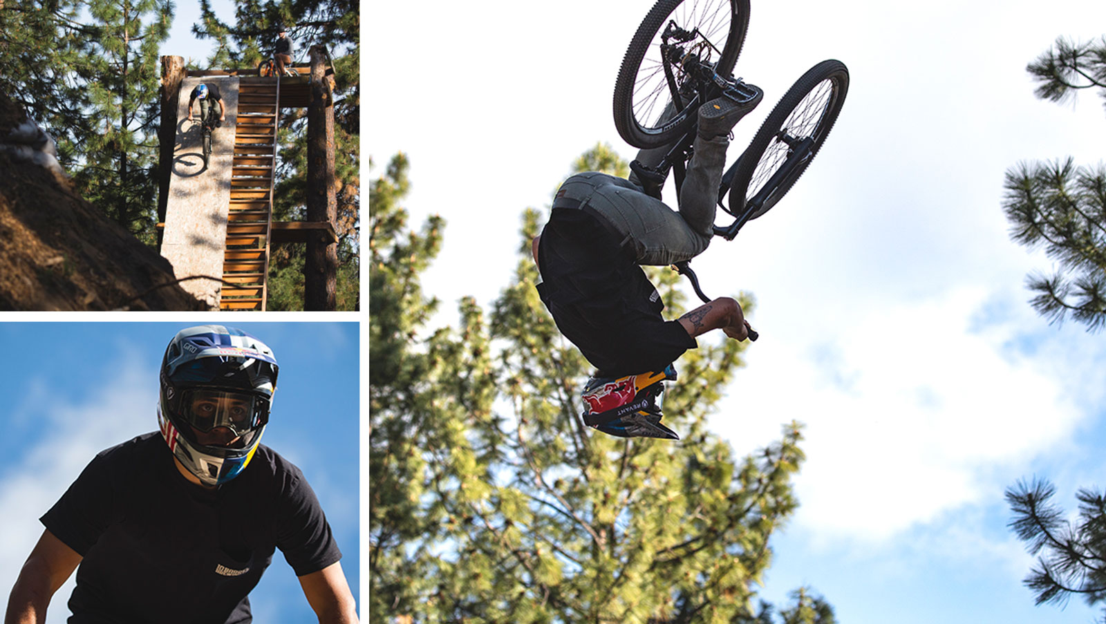 Collage of Carson Storch training in backyard with Revant Goggles