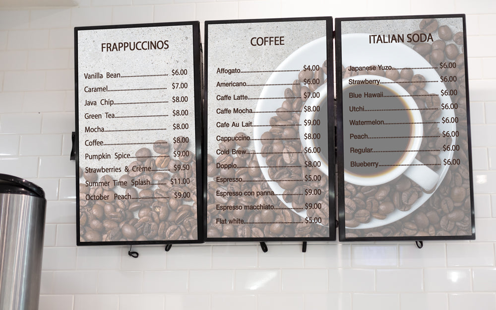 coffee shop menu board