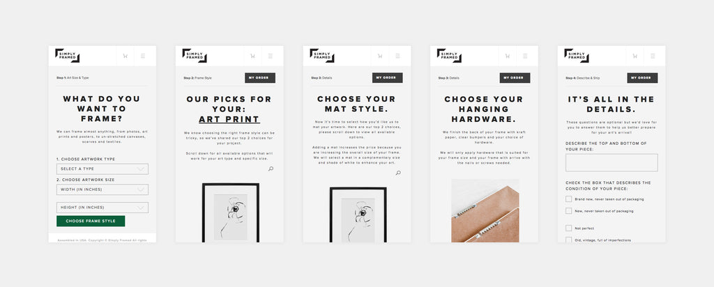 Simply Framed's easy online ordering process 