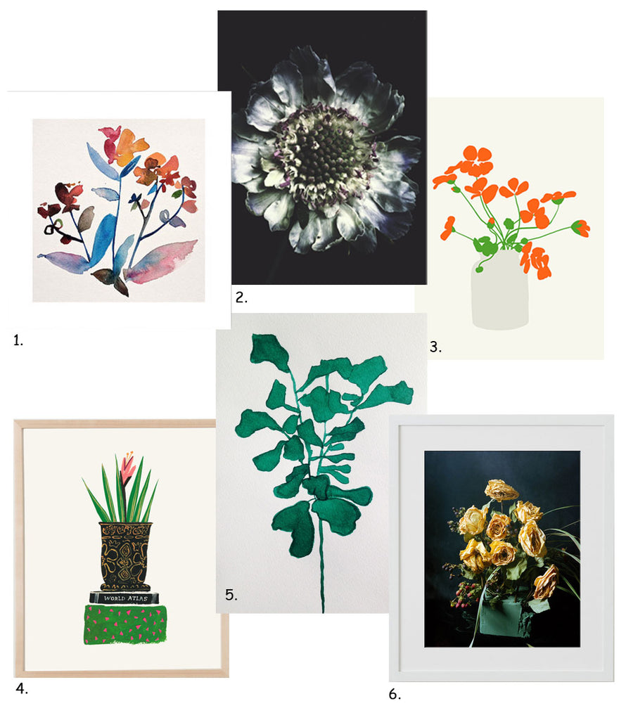 Simply Framed Gift Guide: Botanical Art Prints featuring the work of Kiana Mosley, Ashley Woodson Bailey, Jorey Hurley, Danielle Kroll, Catherine Jones, Greg Friedler 