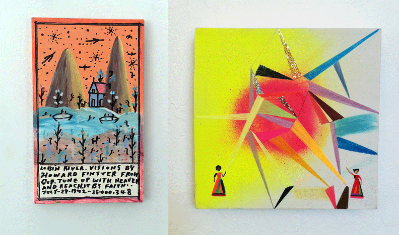 Howard Finster and Megan Whitmarsh paintings from the collection of Jane Mount via Simply Framed 