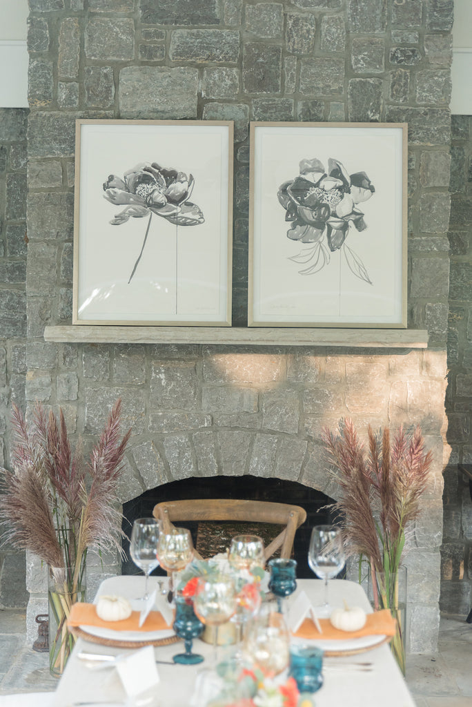 custom framed art in dining room