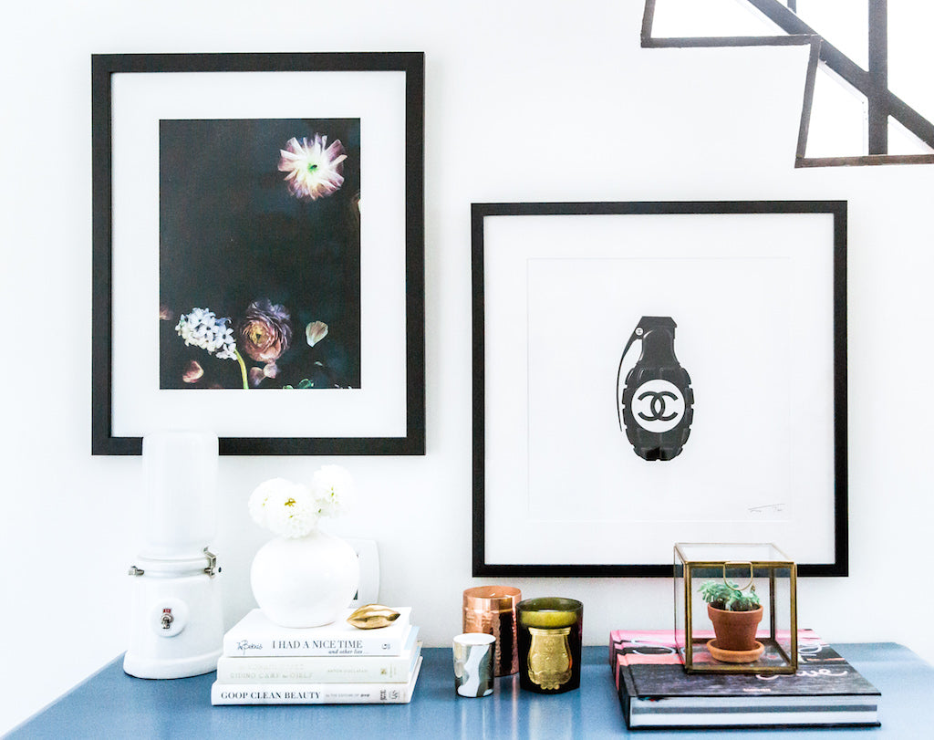 custom framed art in erin foster's home