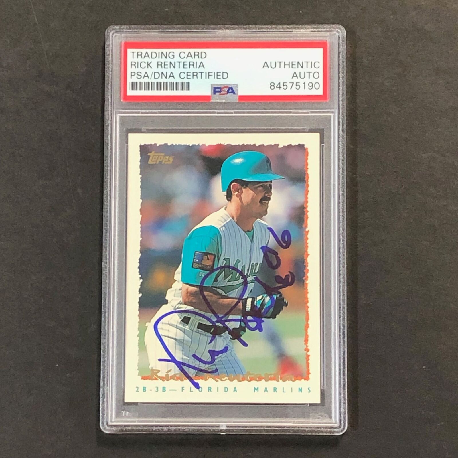 Rick Renteria autographed baseball card (Florida Marlins) 1995 Topps #340