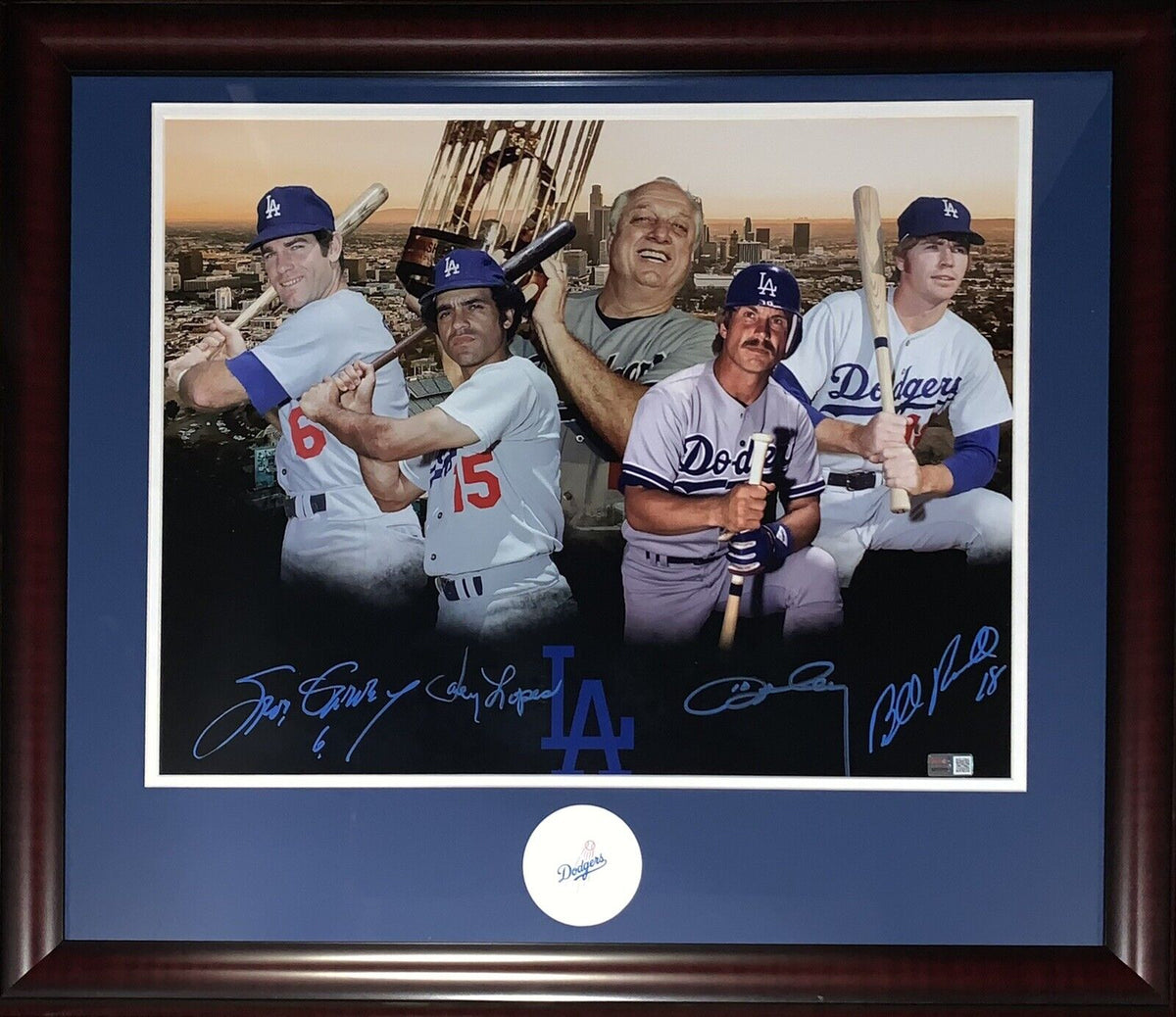 1981 Los Angeles Dodgers 24x26 Custom Framed Photo Signed By (4