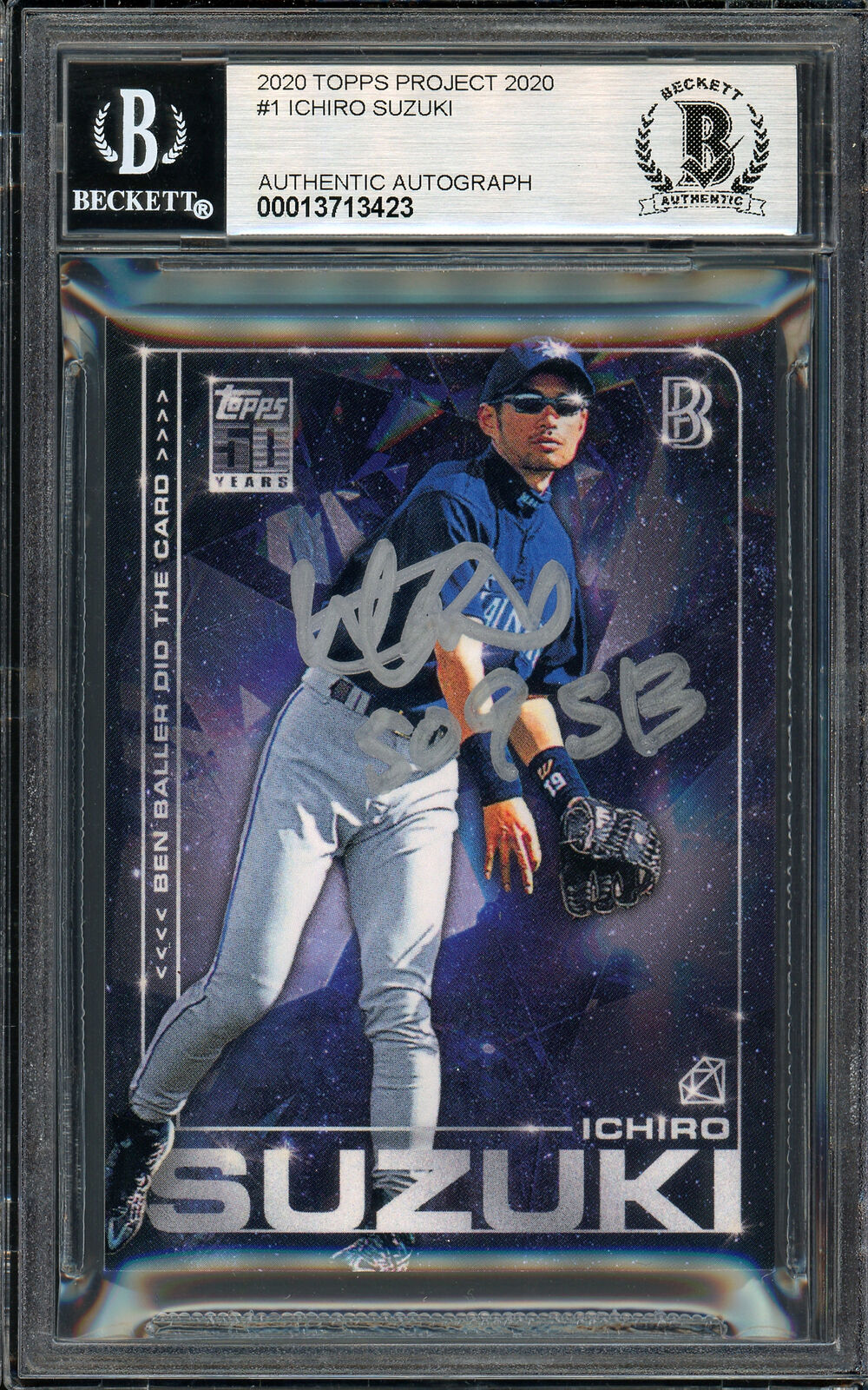 Ichiro Suzuki Topps Project 2020 Ben Baller Card Gem 10 Auto 509 SB 1/1  Beckett