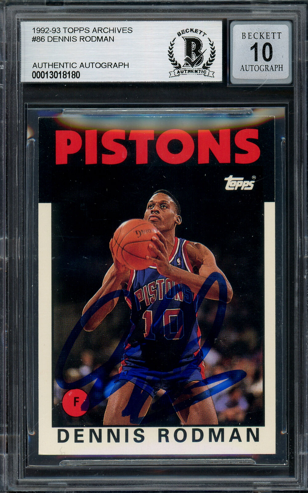 Dennis Rodman Auto 1993-94 Topps Archives Card Gem 10 Auto Beckett