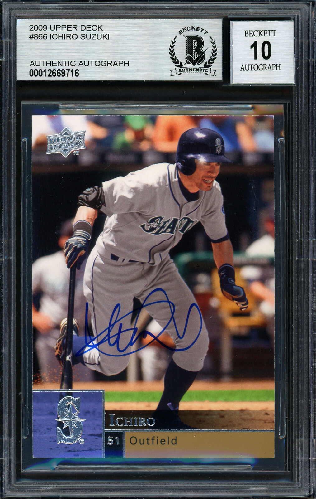 Ichiro Suzuki Autographed Auto 2009 Upper Deck Card Gem 10 Auto