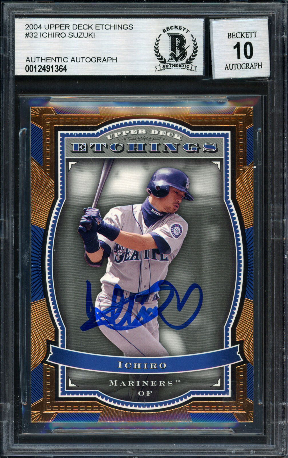 Ichiro Suzuki 2004 Upper Deck Etchings Card Auto Grade 10 Beckett