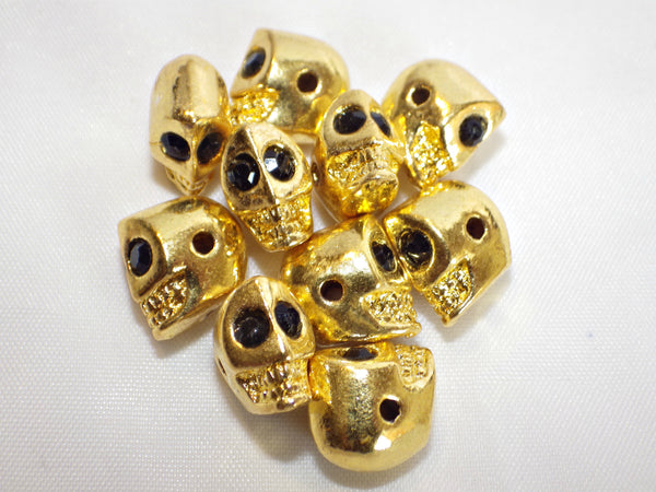 10 x Rhodium Plated Skull Beads | Jewellery Making | T. Jays Beads